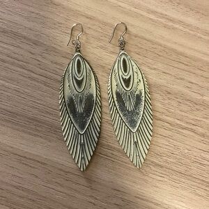 White & Bronze Boho Earrings